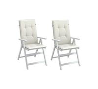 Lot de 2 Coussins de Chaise à Dossier Haut, Oreillers de Balcon, Coussins de Sièges Patio Jardin Terrasse Extérieur, Crème Mélangé Tissu