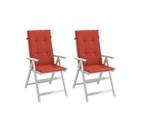 vidaXL Lot de 2 Coussins de Chaise à Dossier Haut, Oreillers de Balcon, Coussins de Sièges Patio Jardin Terrasse Extérieur, Rouge Mélangé Tissu