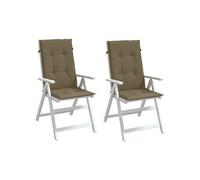 vidaXL Coussins de chaise 120x50x4 cm Lot de 2 Dossier haut Tissu taupe mélangé