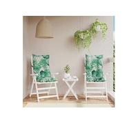 vidaXL Lot de 2 Coussins de Chaise à Dossier Haut, Galette de Siège Imperméable, Coussin d'Extérieur Anti-Glissement Jardin Terrasse, Modèle de Feuille