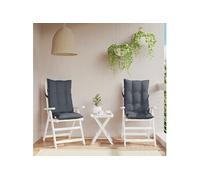 vidaXL Lot de 2 Coussins de Chaise à Dossier Haut, Galette de Siège Imperméable, Coussin d'Extérieur Anti-Glissement Jardin Terrasse, Anthracite