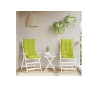 vidaXL Lot de 2 coussins chaise dossier haut – galette siège imperméable anti-glissement, vert vif