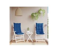 vidaXL Coussins de chaise lot de 2 à dossier haut Oxford, Imperméable antidérapant Bleu royal