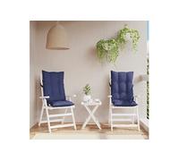 vidaXL Lot de 2 Coussins de Chaise à Dossier Haut, Galette de Siège Imperméable, Coussin d'Extérieur Anti-Glissement Jardin Terrasse, Bleu Marine