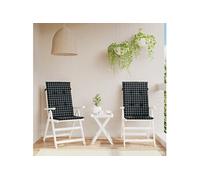 vidaXL Lot de 2 Coussins de Chaise à Dossier Haut, Galettes de Siège Anti-Glissement, Décoration Jardin Terrasse Patio, Noir à Carreaux Tissu