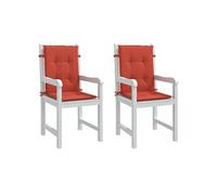 Stoelkussens 2 st lage rug 100x50x4 cm stof gemÃªleerd rood4002463