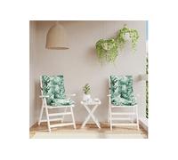Lot de 2 Coussins de Chaise à Dossier Bas, Galette de Siège Imperméable, Coussin d'Extérieur Anti-glissement Jardin Terrasse, Modèle de Feuille