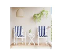 Stoelkussens 2 st lage rug gestreept stof wit en blauw361319