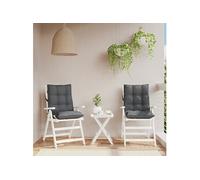 vidaXL Lot de 2 Coussins de Chaise à Dossier Bas, Galette de Siège Imperméable, Coussin d'Extérieur Anti-Glissement Jardin Terrasse, Anthracite