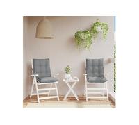 Lot de 2 Coussins de Chaise à Dossier Bas, Galette de Siège Imperméable, Coussin d'Extérieur Anti-glissement Jardin Terrasse, Gris Tissu Oxford