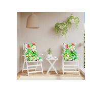 vidaXL Lot de 2 Coussins de Chaise à Dossier Bas, Galette de Siège Imperméable, Coussin d'Extérieur Anti-Glissement Jardin Terrasse, Multicolore