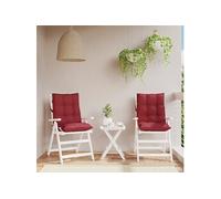 vidaXL Lot de 2 Coussins de Chaise à Dossier Bas, Galette de Siège Imperméable, Coussin d'Extérieur Anti-Glissement Jardin Terrasse, Rouge Bordeaux