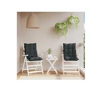 Stoelkussens 2 st lage rug ruitpatroon oxford stof zwart377719