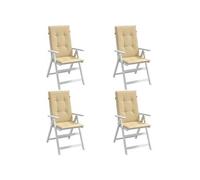 Stoelkussens 4 st hoge rug 120x50x4 cm stof gemÃªleerd beige4002422