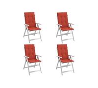 Stoelkussens 4 st hoge rug 120x50x4 cm stof gemÃªleerd rood4002431