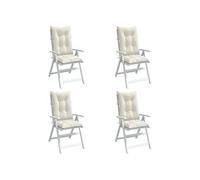 Lot de 4 Coussins de Chaise à Dossier Haut, Oreillers de Balcon, Coussins de Sièges Patio Jardin Terrasse Extérieur, Crème Mélangé Tissu 4002353
