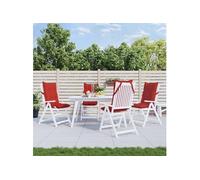 vidaXL Lot de 4 Coussins de Chaise à Dossier Haut, Galette de Siège Imperméable, Coussin d'Extérieur Anti-Glissement Jardin Terrasse, Rouge Tissu Oxford