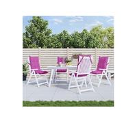 vidaXL Lot de 4 Coussins de Chaise à Dossier Haut, Galette de Siège Imperméable, Coussin d'Extérieur Anti-Glissement Jardin Terrasse, Rose Tissu Oxford