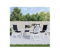 vidaXL Lot de 4 Coussins de Chaise à Dossier Haut, Galette de Siège Imperméable, Coussin d'Extérieur Anti-Glissement Jardin Terrasse, Noir Tissu Oxford