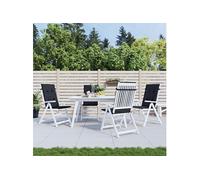 Lot de 4 Coussins de Chaise à Dossier Haut, Galettes de Siège Anti-glissement, Décoration Jardin Terrasse Patio, Noir à Carreaux Tissu