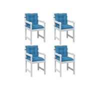 Stoelkussens 4 st lage rug 100x50x7 cm stof gemÃªleerd blauw4002392