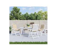 vidaXL Lot de 4 coussins de chaise - Dossier bas, galette imperméable anti-glissement, Beige Oxford