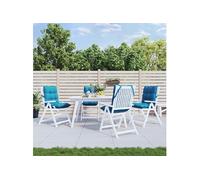 vidaXL Lot de 4 coussins de chaise à dossier bas – galette imperméable anti-glissement bleu clair