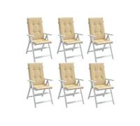 Vidaxl Coussins De Chaise À Dossier Haut Lot De 6 Beige Mélangé Tissu