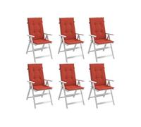 vidaXL Lot de 6 Coussins de Chaise à Dossier Haut, Oreillers de Balcon, Coussins de Sièges Patio Jardin Terrasse Extérieur, Rouge Mélangé Tissu