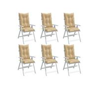Stoelkussens 6 st hoge rug 120x50x7 cm stof gemÃªleerd beige4002357