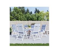 vidaXL Coussins de Chaise à Dossier Haut Lot de 6 Rayures Bleu/Blanc, Coussin, Coussin de Chaise, Coussin de siège, Coussin de canapé