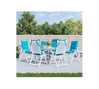 vidaXL Coussins de chaise à dossier haut Lot de 6 – Imperméables, anti-glisse, extérieur – Turquoise