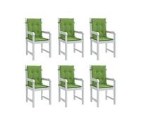 Lot de 6 Coussins de Chaise à Dossier Bas, Oreillers de Balcon, Coussins de Sièges Patio Jardin Terrasse Extérieur, Vert Mélangé Tissu