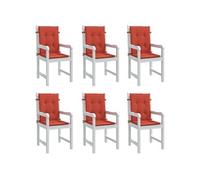 Stoelkussens 6 st lage rug 100x50x4 cm stof gemÃªleerd rood4002465