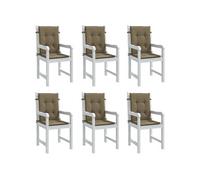 vidaXL Lot de 6 Coussins de Chaise à Dossier Bas, Oreillers de Balcon, Coussins de Sièges Patio Jardin Terrasse Extérieur, Taupe Mélangé Tissu