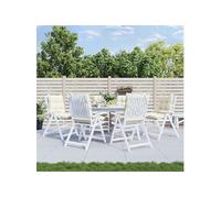 vidaXL Lot de 6 Coussins de Chaise à Dossier Bas, Galette de Siège Imperméable, Coussin d'Extérieur Anti-Glissement Jardin Terrasse, Crème Tissu Oxford