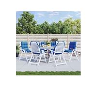 vidaXL Lot de 6 Coussins de Chaise à Dossier Bas, Galette de Siège Imperméable, Coussin d'Extérieur Anti-Glissement Jardin Terrasse, Bleu Royal