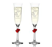 Stölzle Lausitz Amour Ensemble de 2 coupes à champagne avec gravure personnalisée motif - Coeur avec de nombreux petits coeurs