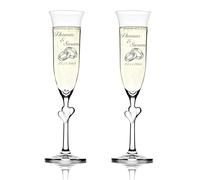 Stölzle Lausitz Amour Ensemble de 2 coupes à champagne avec gravure personnalisée motif - Deux anneaux