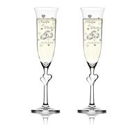 Stölzle Lausitz Amour Ensemble de 2 coupes à champagne avec gravure personnalisée motif - Deux anneaux avec de nombreux Cœur