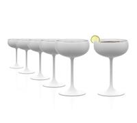 Stölzle Lausitz Lot de 6 bols à champagne blancs (mat) et argent - En cristal de qualité supérieure - 200 ml - Passe au lave-vaisselle - Verres coupés - Haute résistance à la rupture