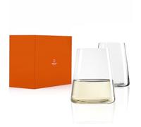 Stölzle Lausitz Power Lot de 2 gobelets à vin blanc 380 ml - Verres à vin modernes sans pied pour un maximum de développement des arômes - Verres à vin blanc plats en cristal - Passe au lave-vaisselle