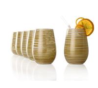 Stölzle Lausitz verres TWISTER 465 ml blanc doré I lot de 6 I lavables au lave-vaisselle I haute résistance aux chocs I universel - verres à eau & verres à jus & verres à long drink