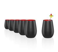 Stölzle Lausitz Verres à Boisson Elements Métallique Noir/Rouge Lot de 6 - 465 ml Verres en Cristal - Résistants au Choc et au Lave-Vaisselle - Pour Eau, Jus ou Cocktails au Design Élégant