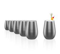 Stölzle Lausitz Elements - Lot de 6 verres à cocktail - 465 ml - Passe au lave-vaisselle avec une grande résistance aux chocs - Verres universels comme verres à eau, à jus - Argenté