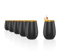 Stölzle Lausitz Gobelet Olympic de 465 ml, lot de 6 verres, verre à eau noir (mat) et or, compatible lave-vaisselle, en cristal sans plomb, de qualité supérieure