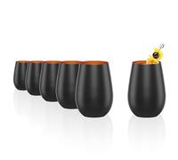 Stölzle Lausitz Verres 465ml I Lot de 6 verres I verres lavables au lave-vaisselle I haute résistance aux chocs I Verres polyvalents pour de l’eau du jus de fruits du whiskey I Noir Bronze