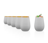Stölzle Lausitz Lot de 6 verres à cocktail de 465 ml - Passe au lave-vaisselle avec haute résistance aux chocs - Verres universels comme verres à eau, à jus de fruits, à whisky - Blanc doré