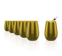 Stölzle Lausitz Verres à Eau Elements Métallisés Or Set de 6 - Gobelets Cristal 465 ml pour Eau Jus Cocktails - Verres Élégants et Robustes - Lavables au Lave-Vaisselle et Résistants aux Chocs