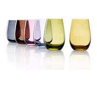 Stölzle Lausitz Mediterraner Mix I verres modernes haut de gamme de la série Elements I verres 465 ml I set de 6 verres I verres colorés I le verre à boire passe au lave-vaisselle